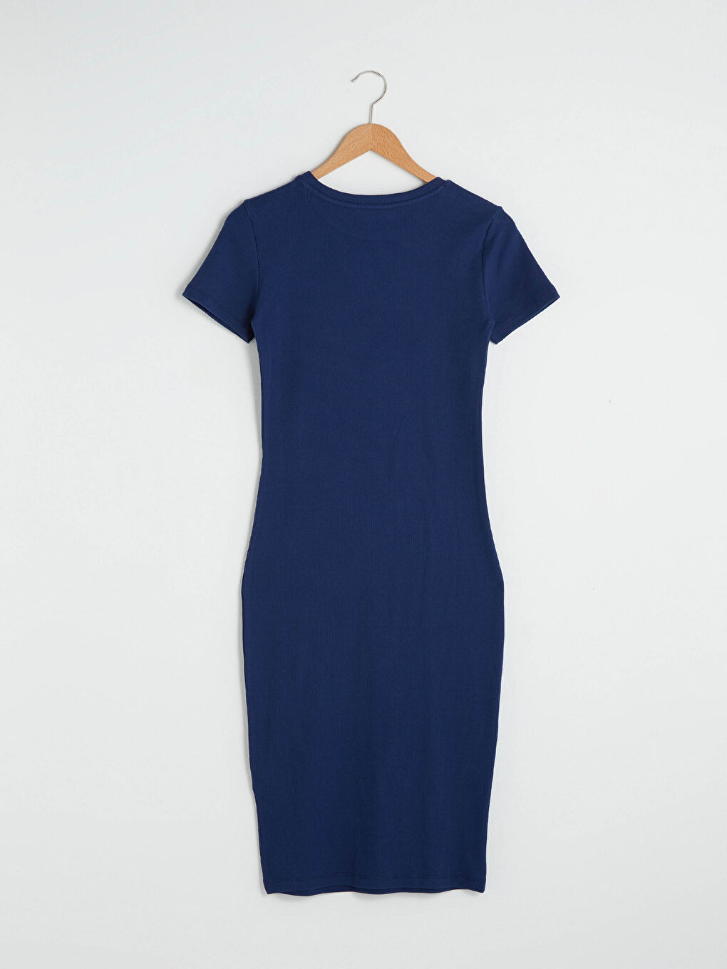 Robe Droite à Col Rond en Coton Côtelé à Manches Courtes-6