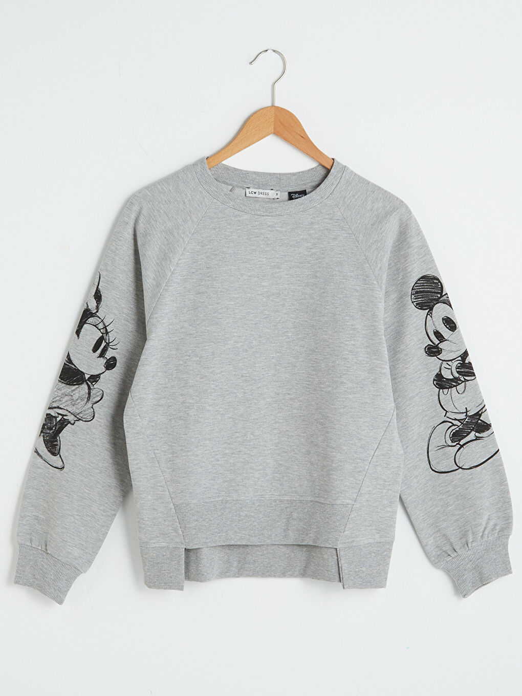 Sweat-shirt Imprimé Mickey et Minnie Mouse pour Femmes Col Rond-5