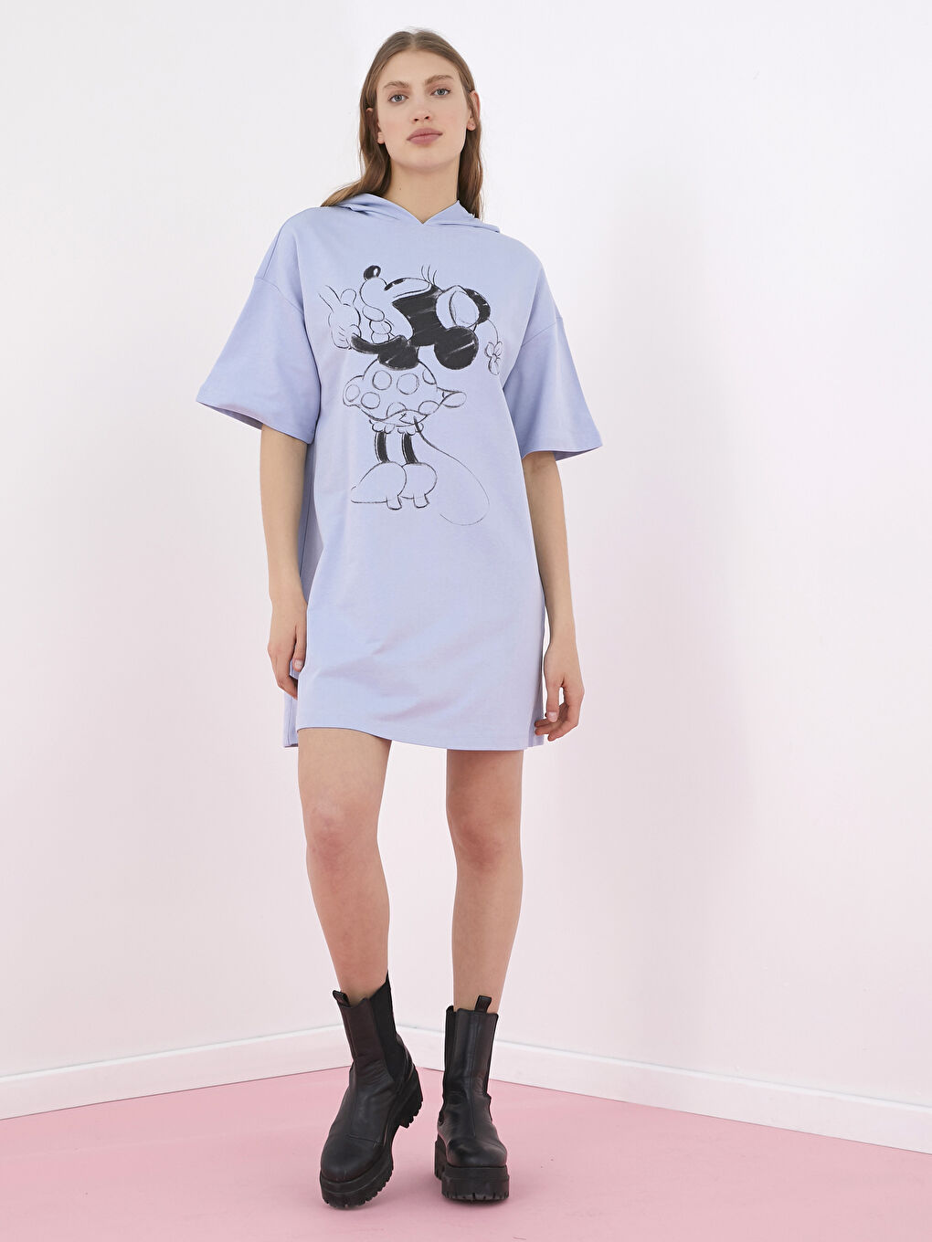 Hooded Short Sleeve Women's Dress-2