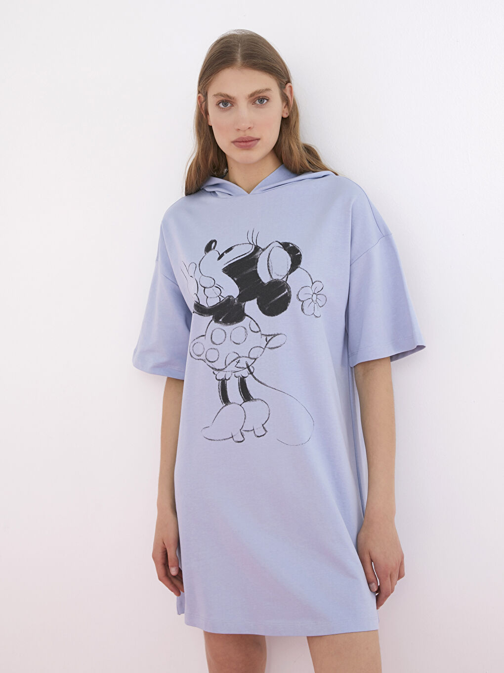 Hooded Short Sleeve Women's Dress-4