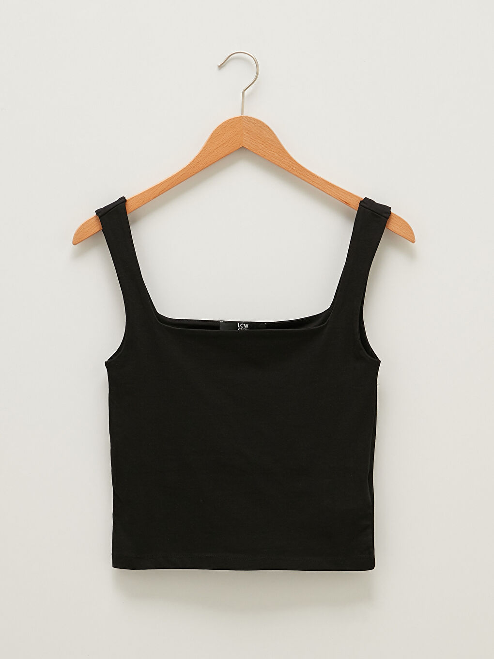 قميص داخلي بحمّالات بياقة مربعة سادة قطن نسائي-5