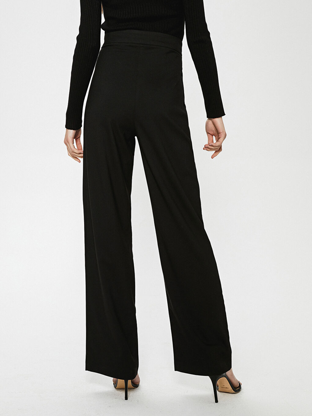 Pantalone sa visokim strukom i širokim nogavicama za žene-2