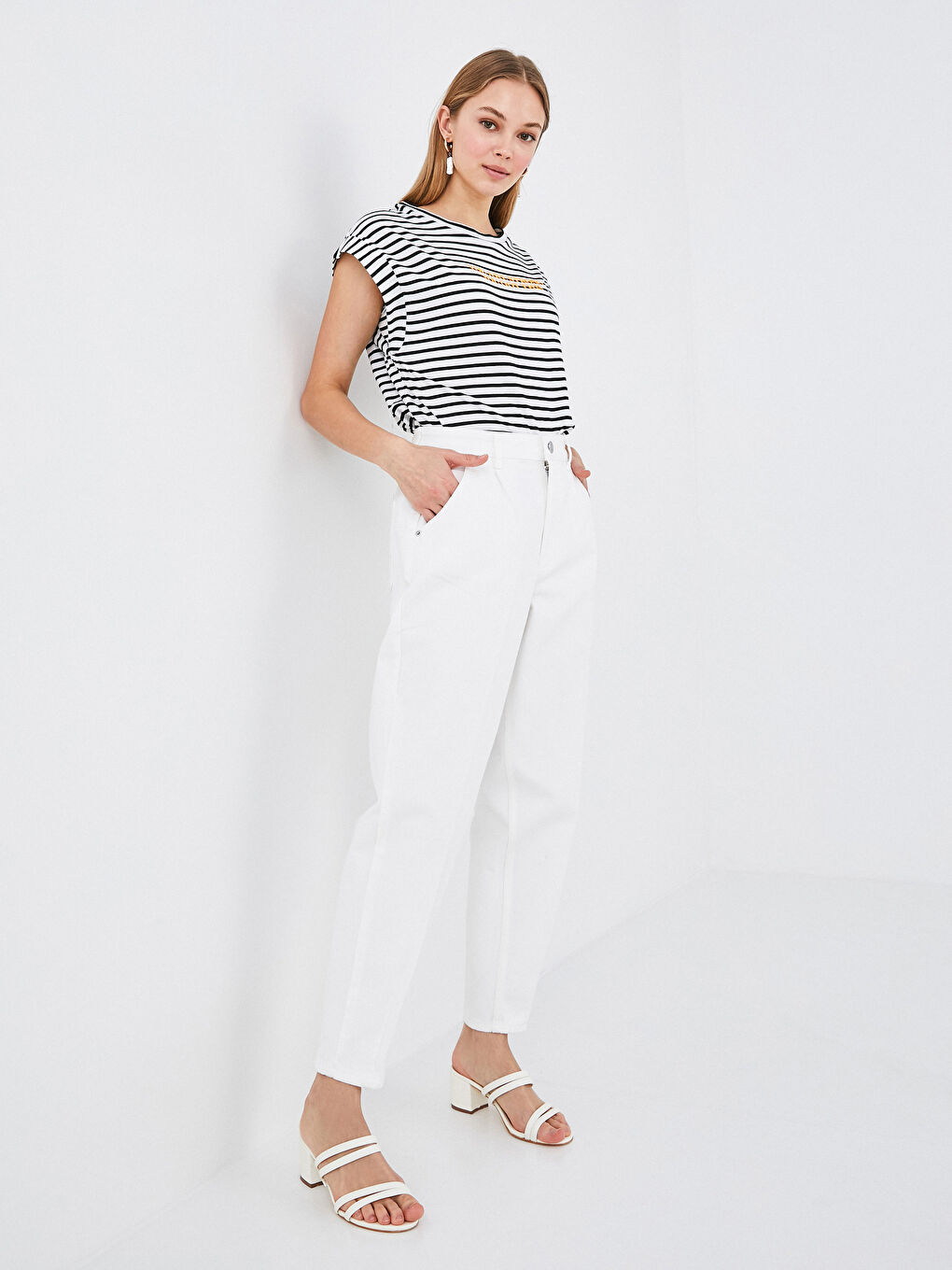 Beyaz Yüksek Bel Mercury Skinny Fit Kadın Jean Pantolon-4