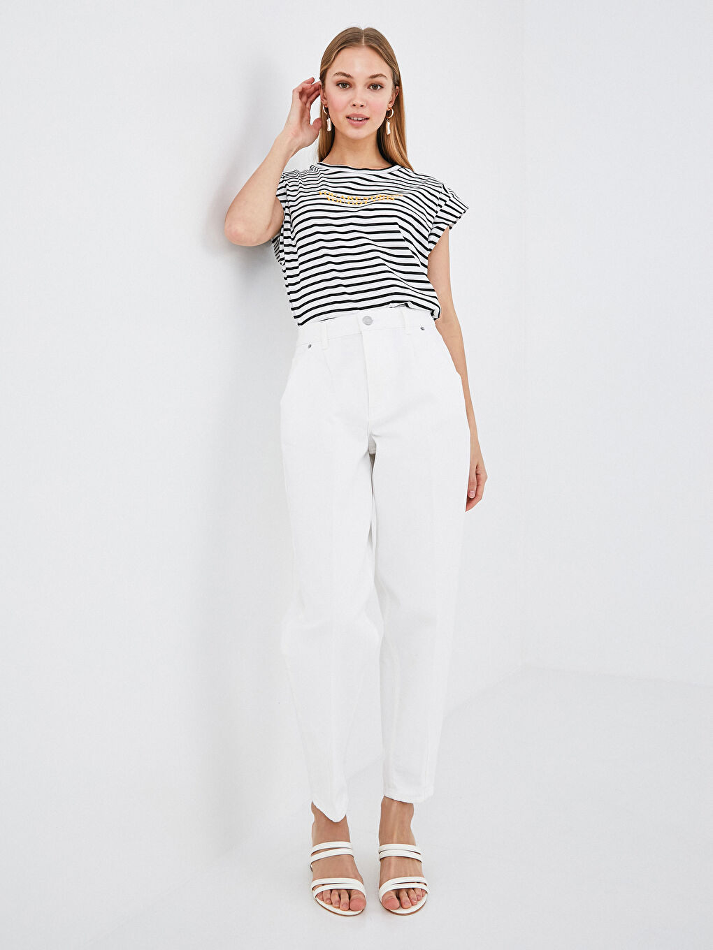 Beyaz Yüksek Bel Mercury Skinny Fit Kadın Jean Pantolon-1