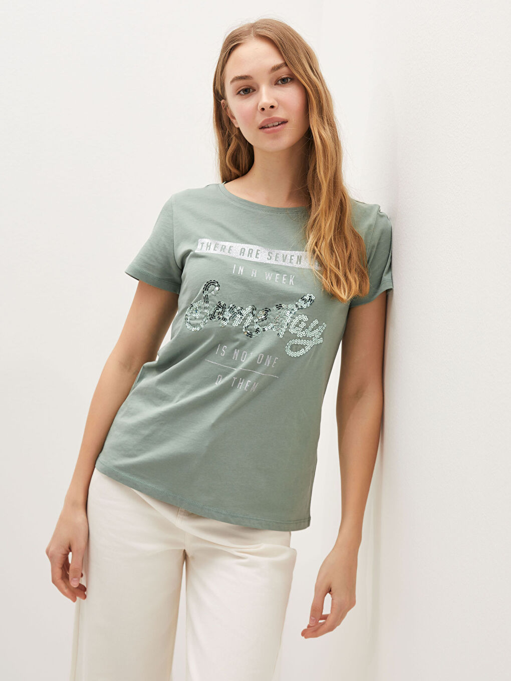 Футболка с круглым вырезом, с принтом, с коротким рукавом, из хлопка, для женщин