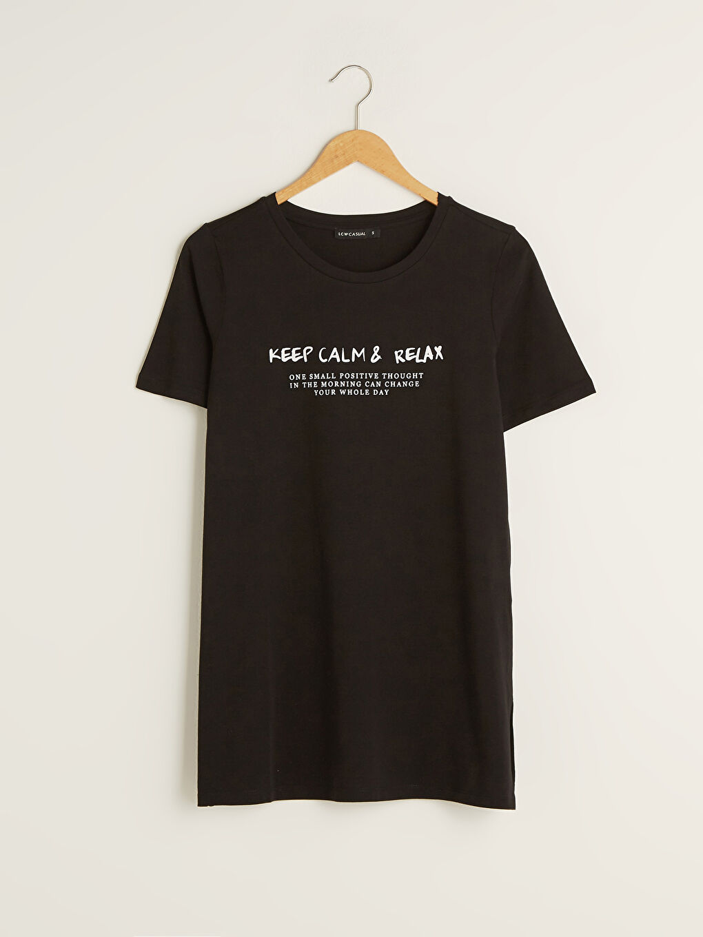 Футболка Женская Хлопковая С Коротким Рукавом, Круглым Вырезом И Принтом-Слоганом-5