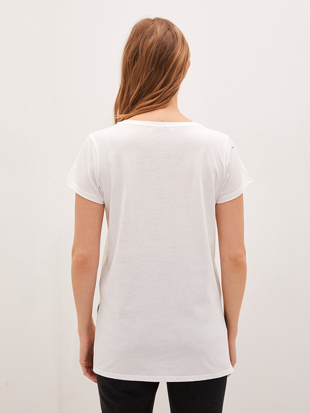 Футболка с круглым вырезом, блестками, пайетками, принтом и коротким рукавом для женщин-4