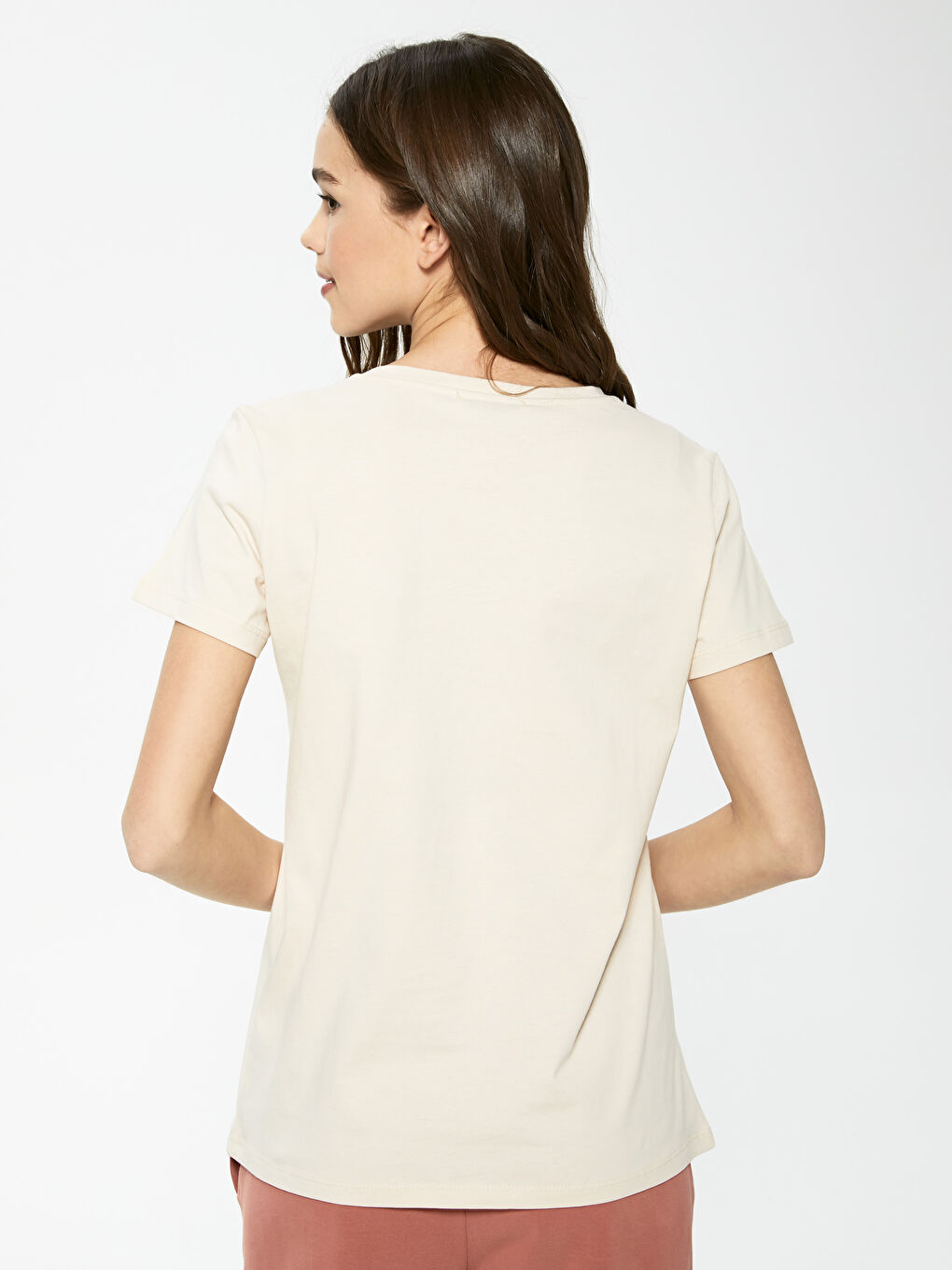 Crew Neck Slogan Printed Short Sleeve Cotton Women's T-Shirt-4