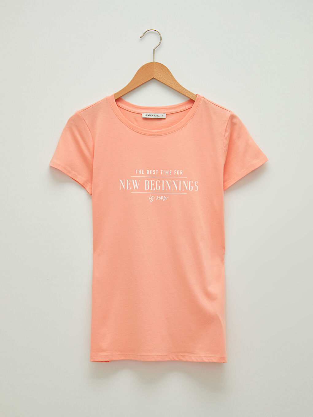 Tricou din Bumbac cu Mânecă Scurtă Imprimat și Guler Rotund pentru Femei-5