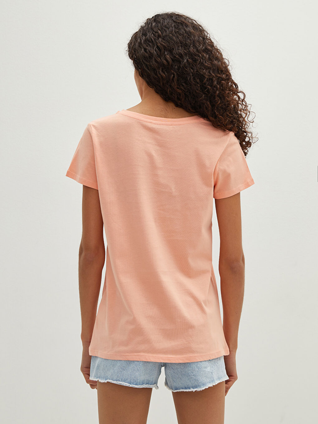 Tricou din Bumbac cu Mânecă Scurtă Imprimat și Guler Rotund pentru Femei-3