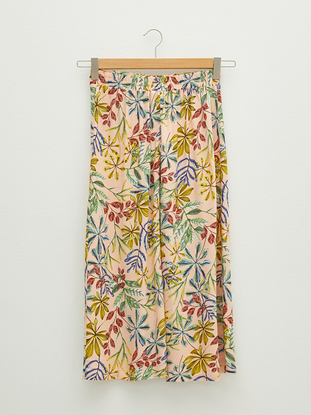 Taille Élastique Imprimé Jambe Large Popeline Pantalon Capri pour Femmes-6