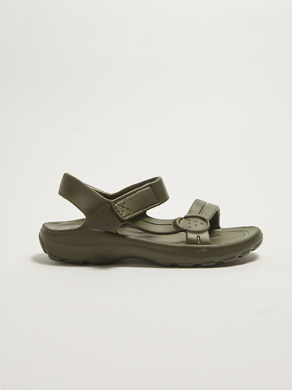 Haki Tek Bantlı Cırt Cırtlı Erkek Çocuk Sandalet-1