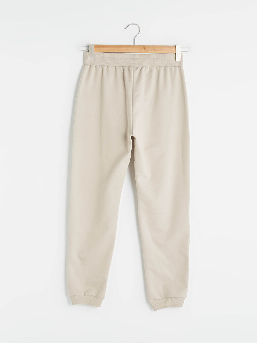 Bej Beli Lastikli Cep Detaylı Kadın Eşofman Alt-6