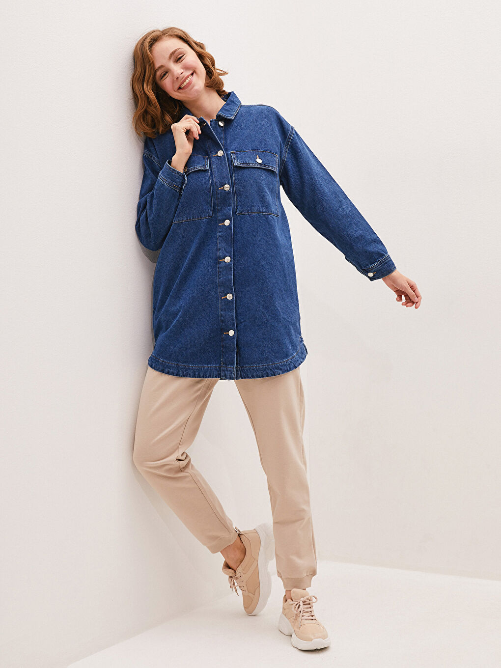 Bej Beli Lastikli Cep Detaylı Kadın Eşofman Alt-1