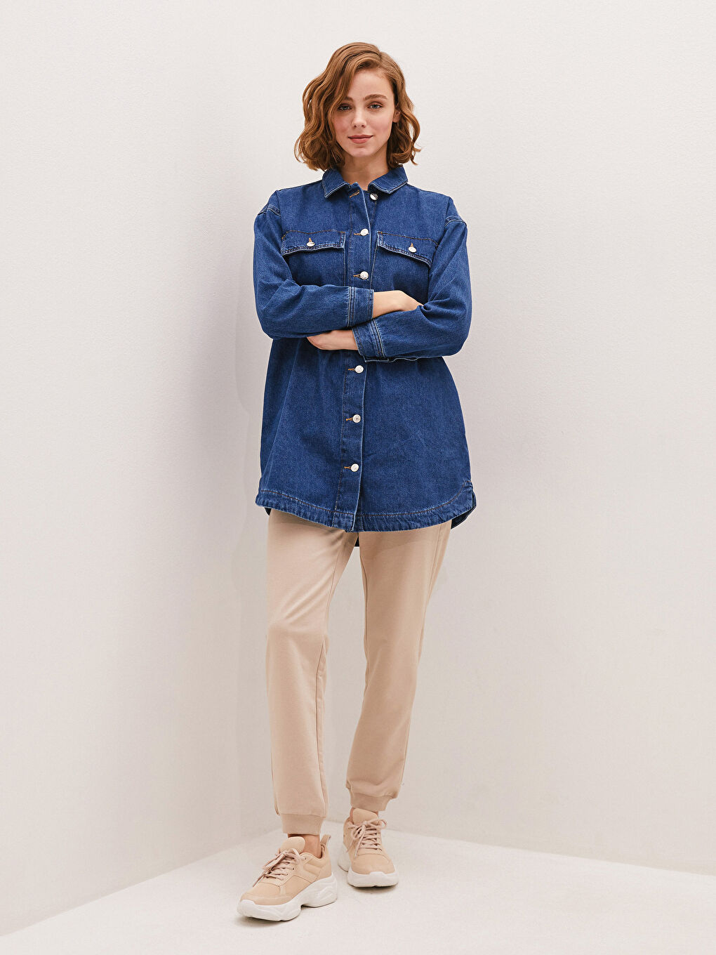 Bej Beli Lastikli Cep Detaylı Kadın Eşofman Alt-4