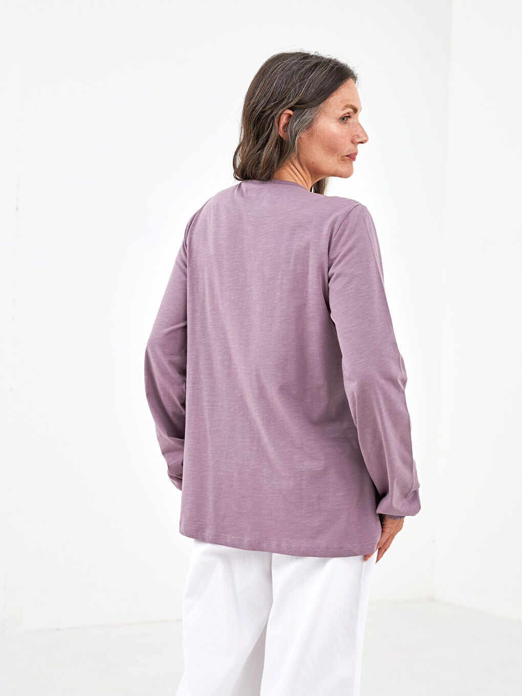 Tie Neck Embroidered Long Sleeve Women's Blouse-3