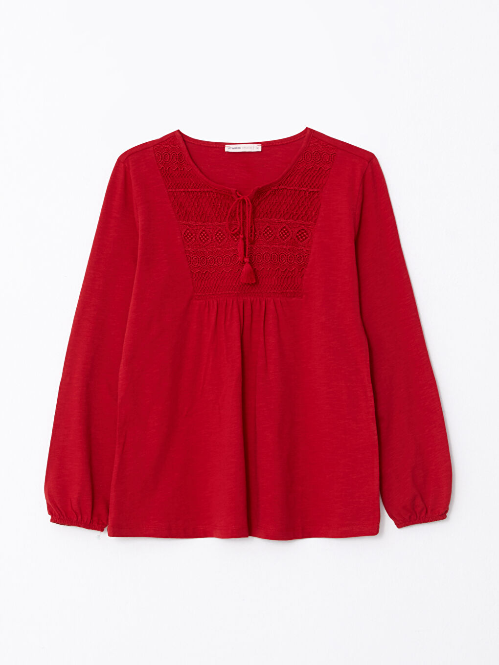 Bağlamalı Yaka Nakışlı Uzun Kollu Kadın Bluz-5