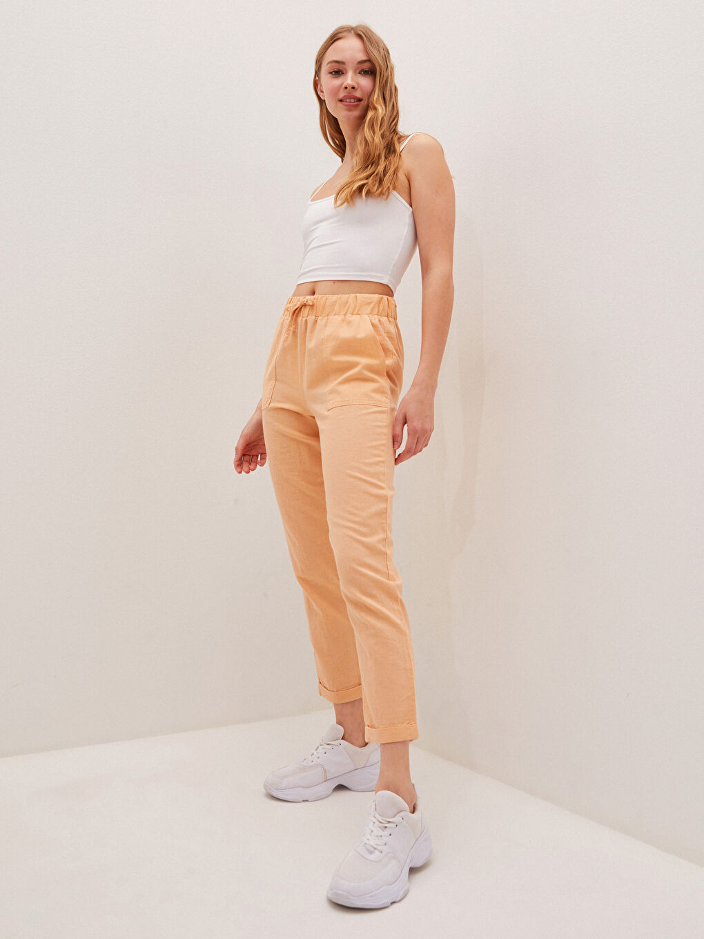 LCW Vision Hose mit elastischem Bund, weiter Passform, Taschen und Leinenstoff für Damen -S1FL06Z8-FYJ