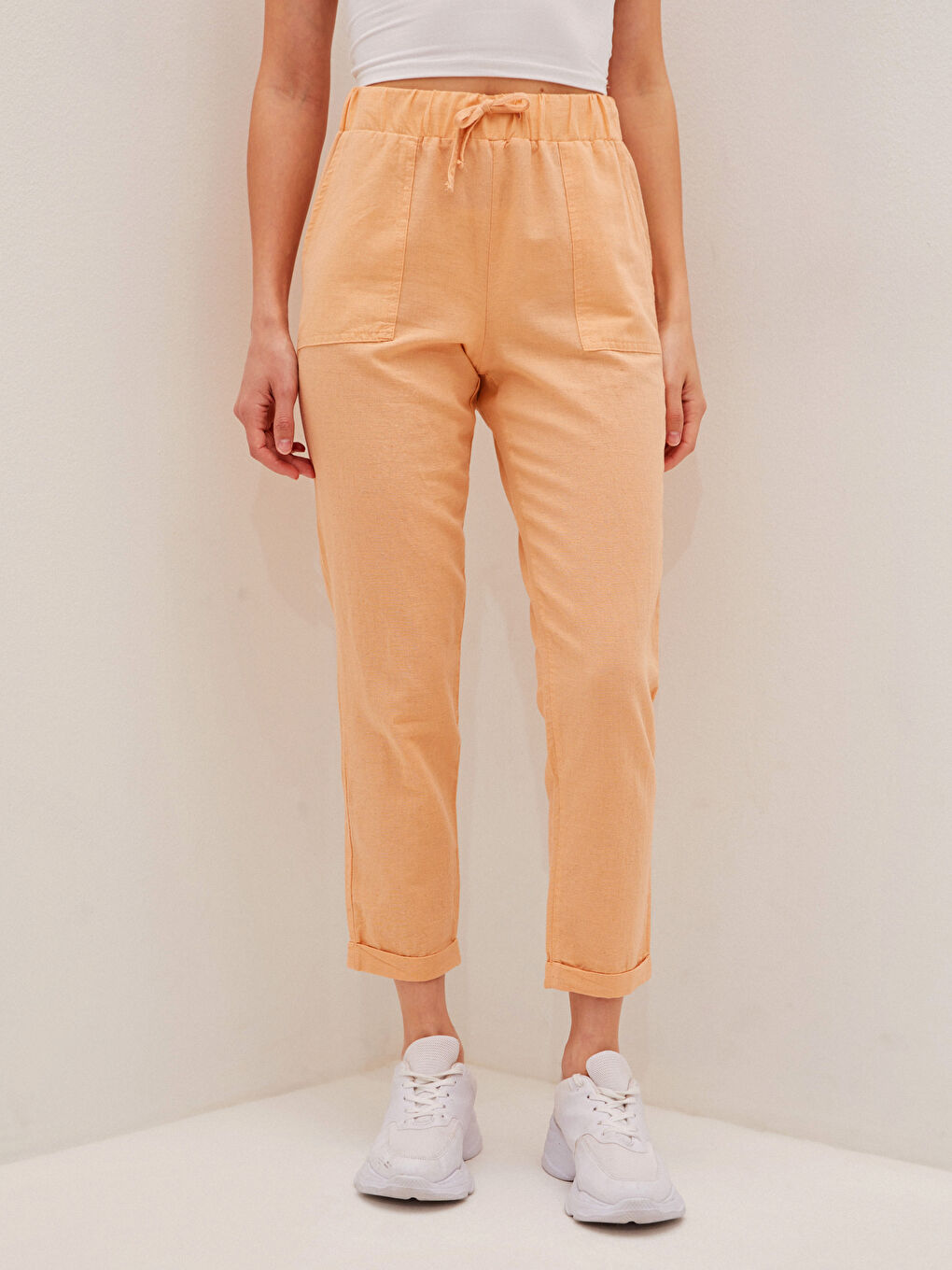 LCW Vision Hose mit elastischem Bund, weiter Passform, Taschen und Leinenstoff für Damen -S1FL06Z8-FYJ