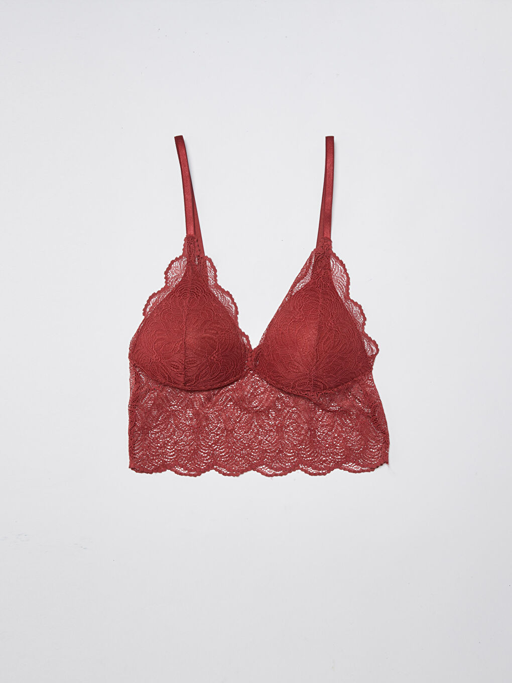 Bordo Balensiz Dantel Detaylı Bralet Sütyen