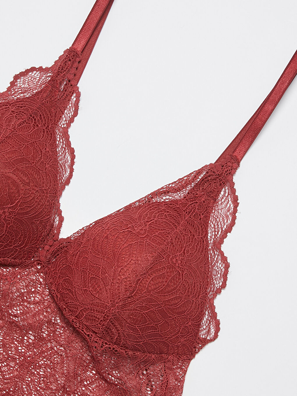 Bordo Balensiz Dantel Detaylı Bralet Sütyen-2