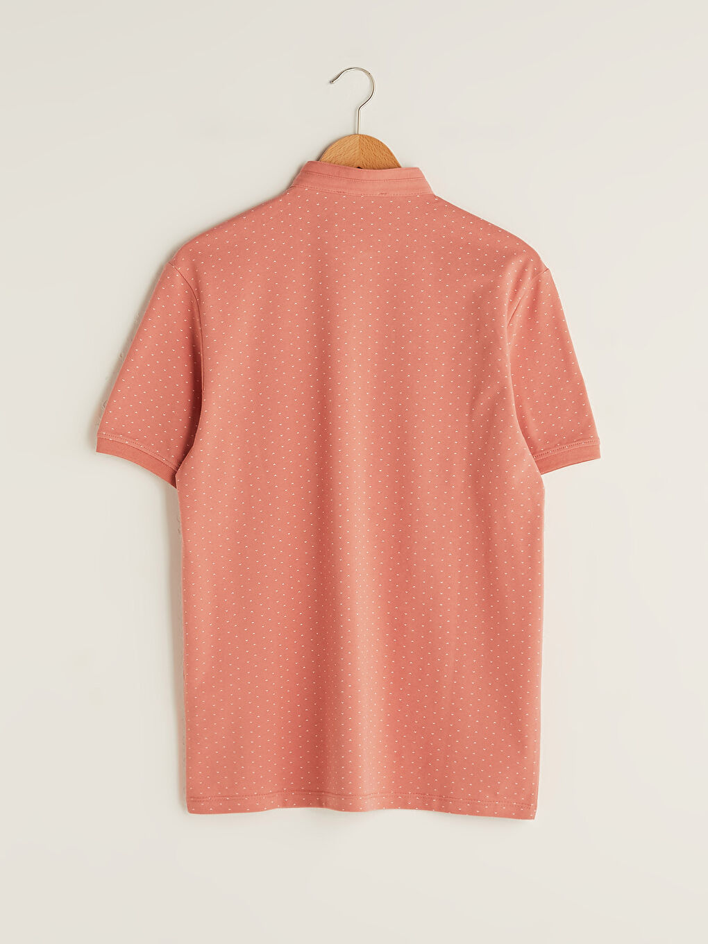 Pembe Hakim Yaka Kısa Kollu Desenli Erkek Tişört-6