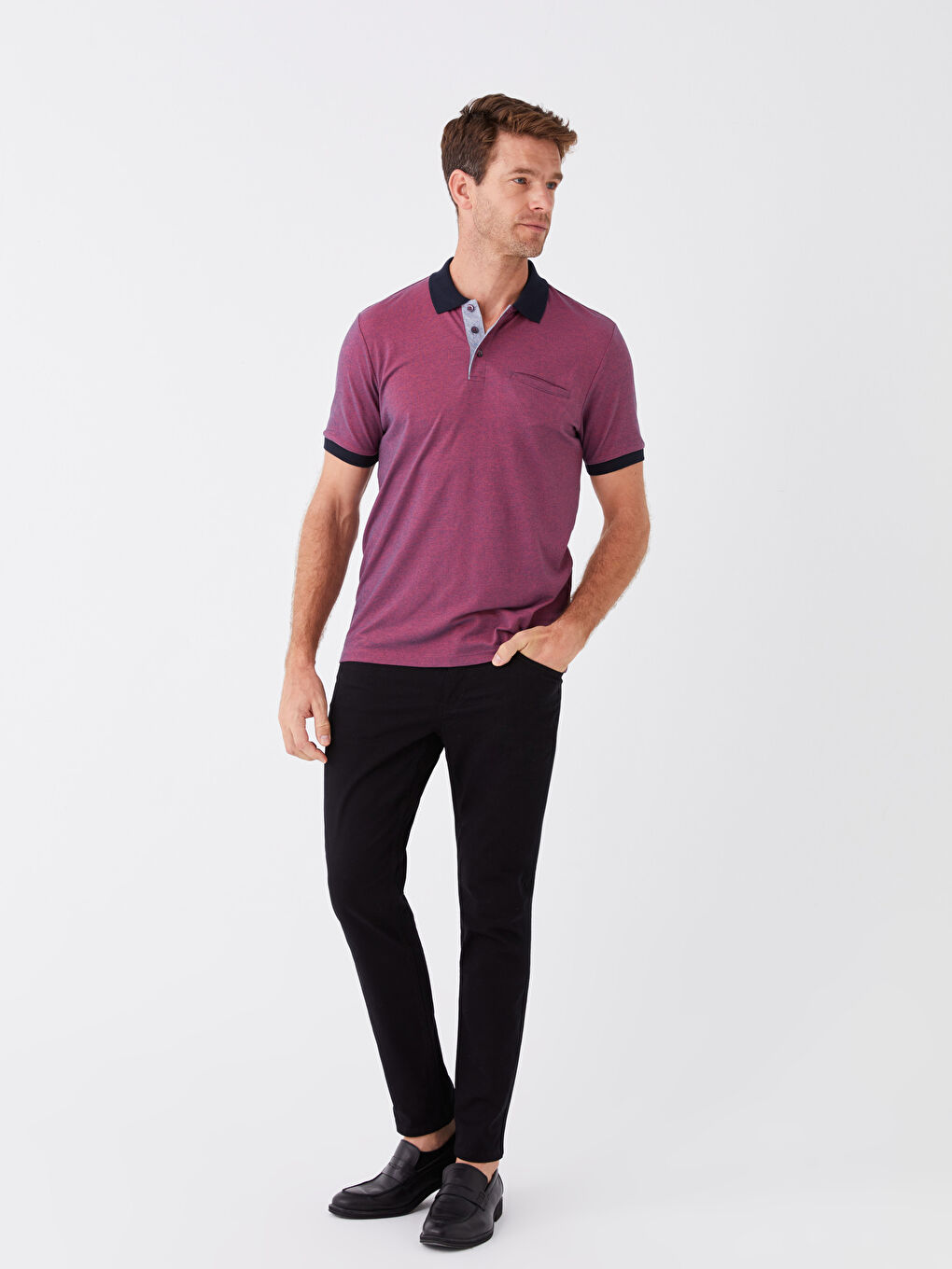 Polo Neck Short Sleeve Men's T-Shirt-2