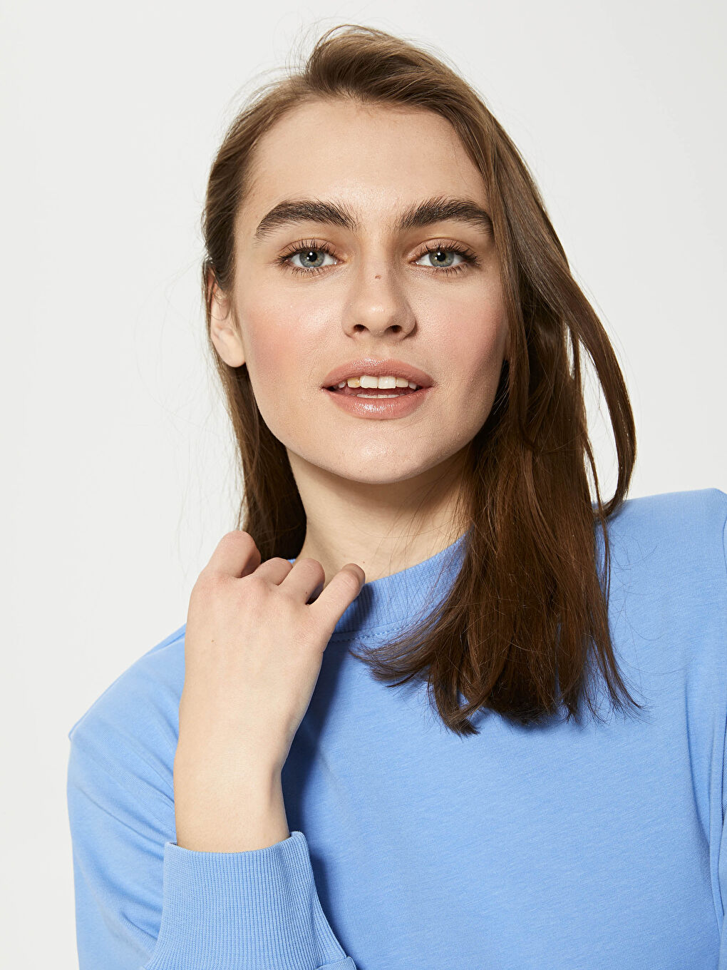 Crew Neck Plain Long Sleeve Women's Tunic-6