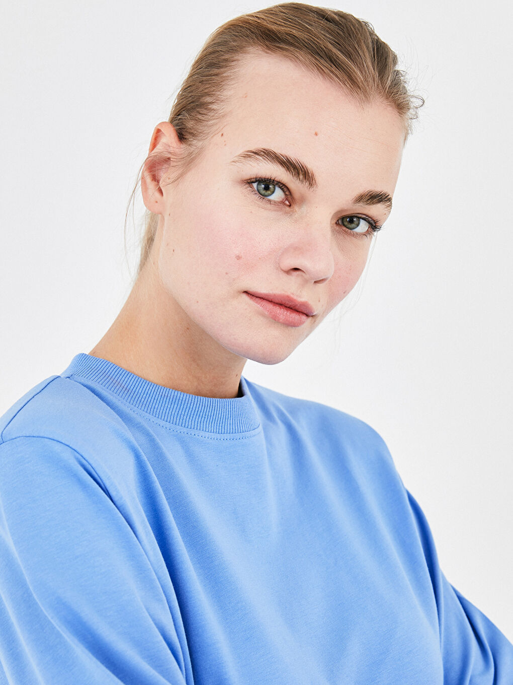 Crew Neck Plain Long Sleeve Women's Tunic-1