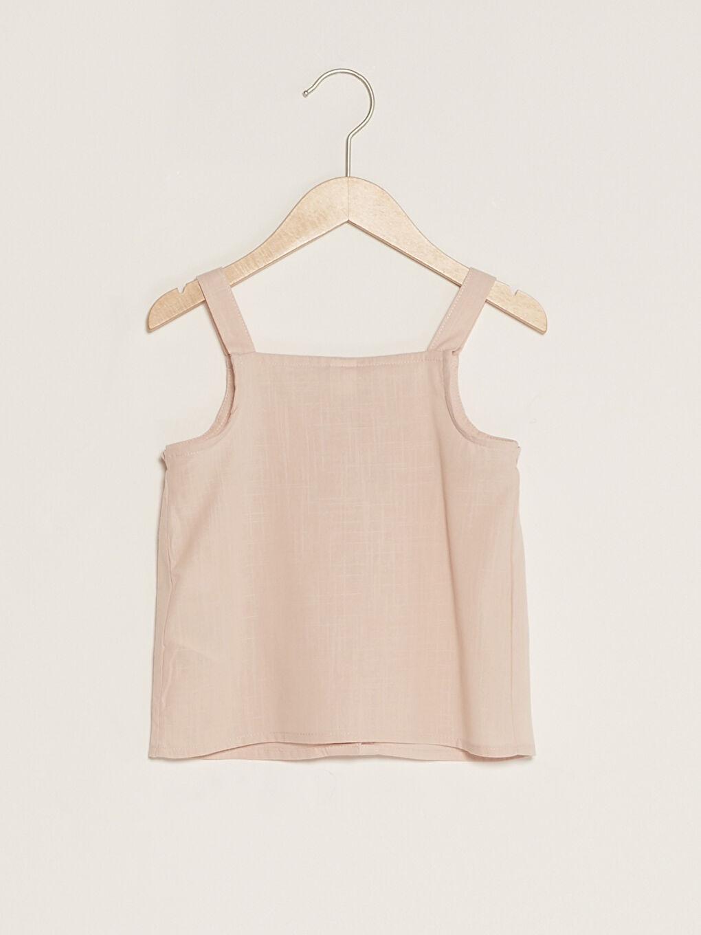 Pembe Kare Yaka Askılı Basic Poplin Kız Bebek Bluz-1