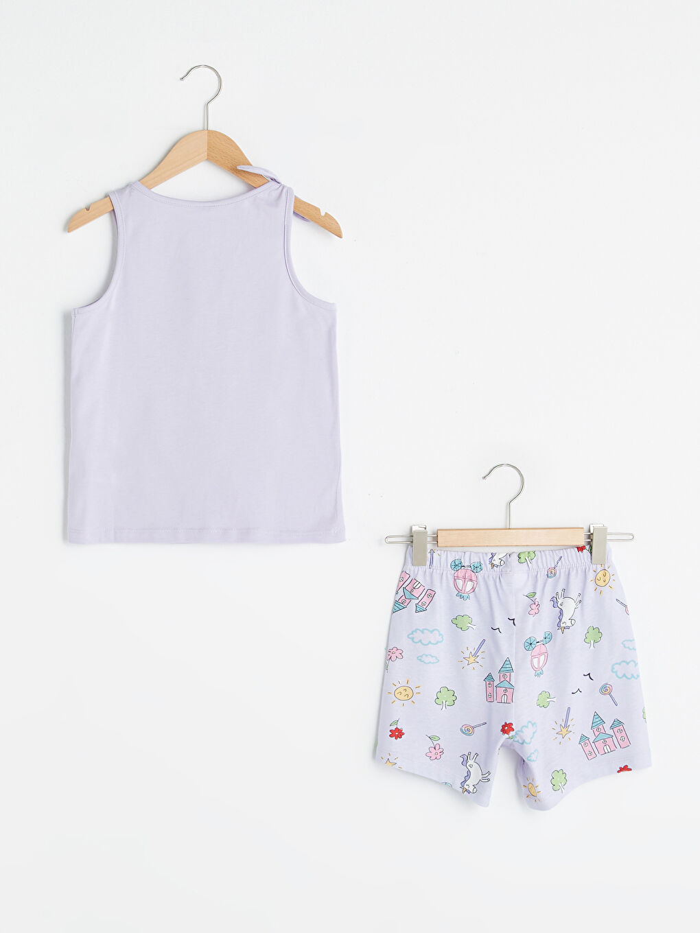 Crew Neck Printed Cotton Girl's Pajamas Set-1