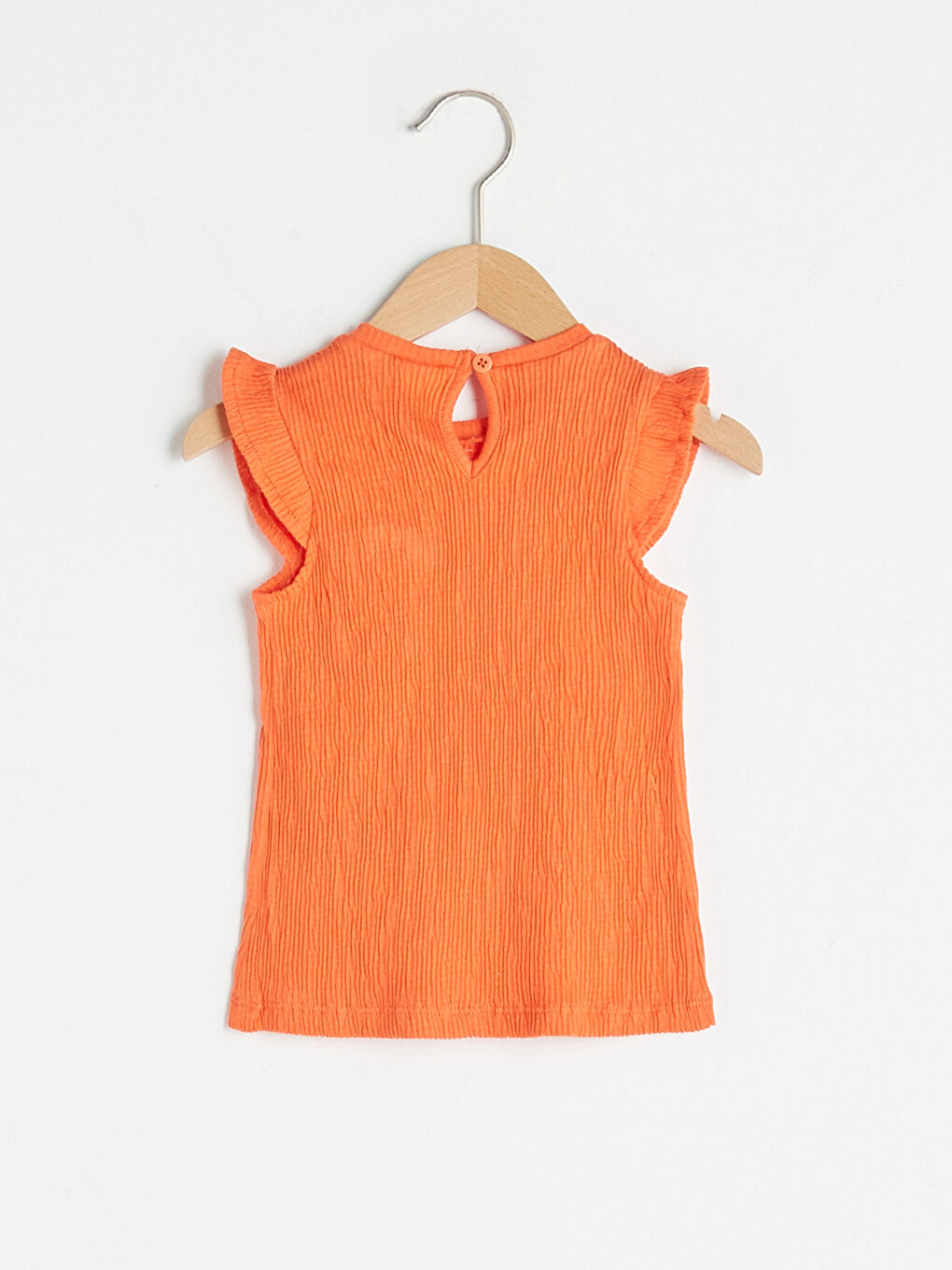 Crew Neck Ruffle Detailed Self-Patterned Baby Girl T-Shirt -S1FN45Z1-GTQ