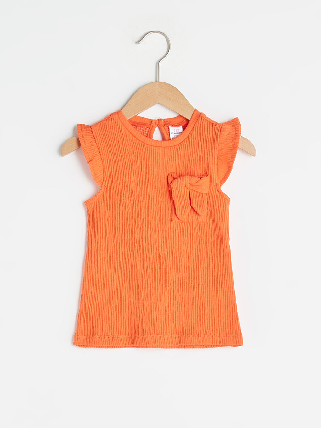 Crew Neck Ruffle Detailed Self-Patterned Baby Girl T-Shirt -S1FN45Z1-GTQ