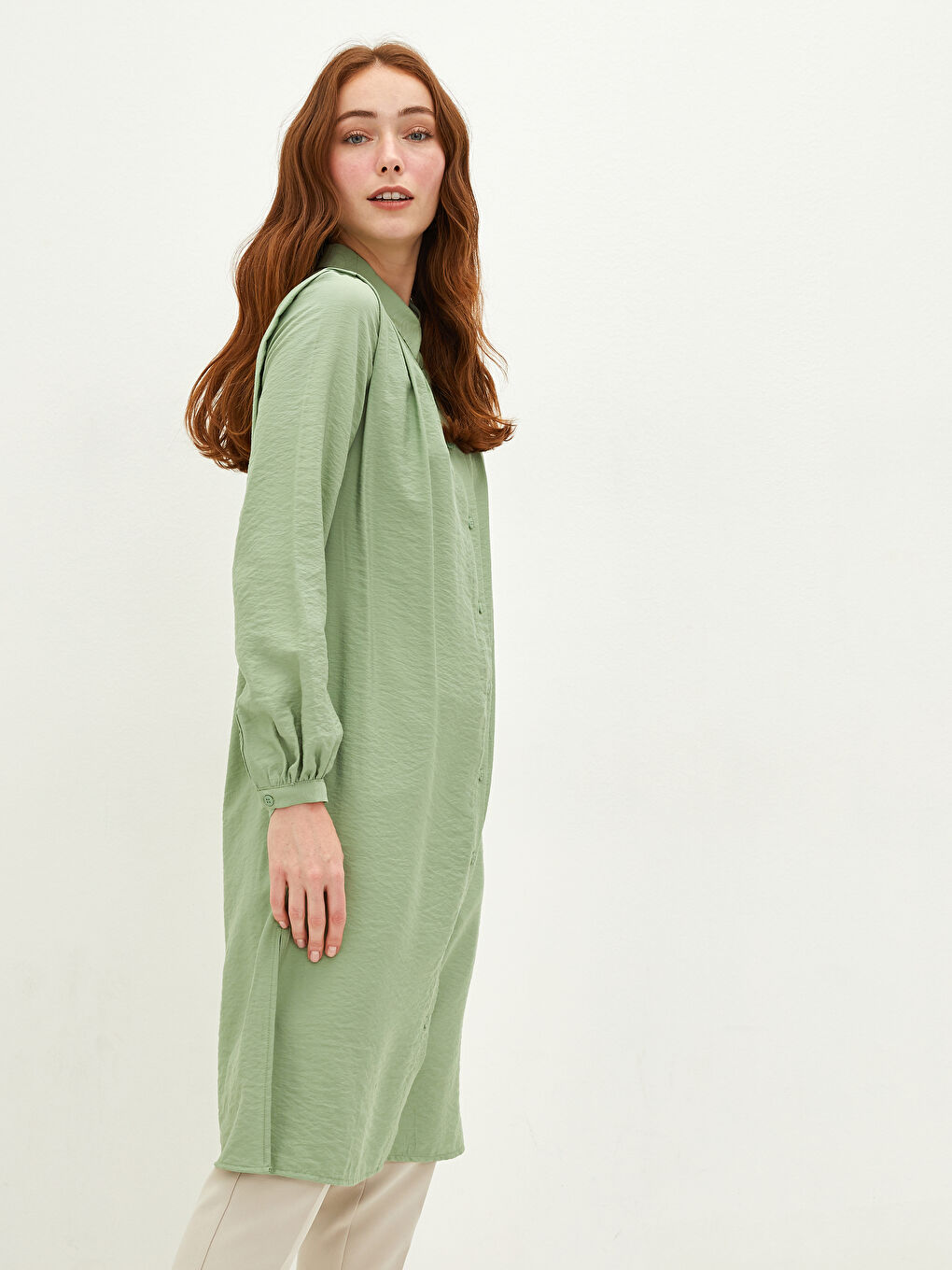 Plain Long Sleeve Oversize Women's Shirt Tunic-4