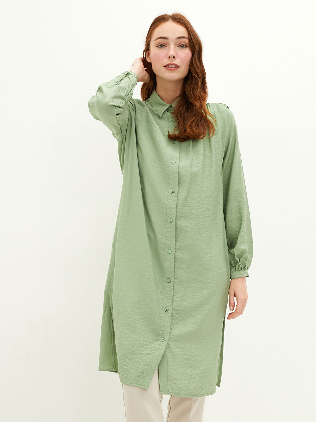 Plain Long Sleeve Oversize Women's Shirt Tunic