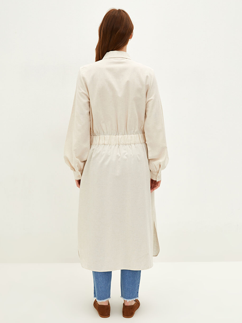 قميص تونيك للسيدات كم طويل سادة-3