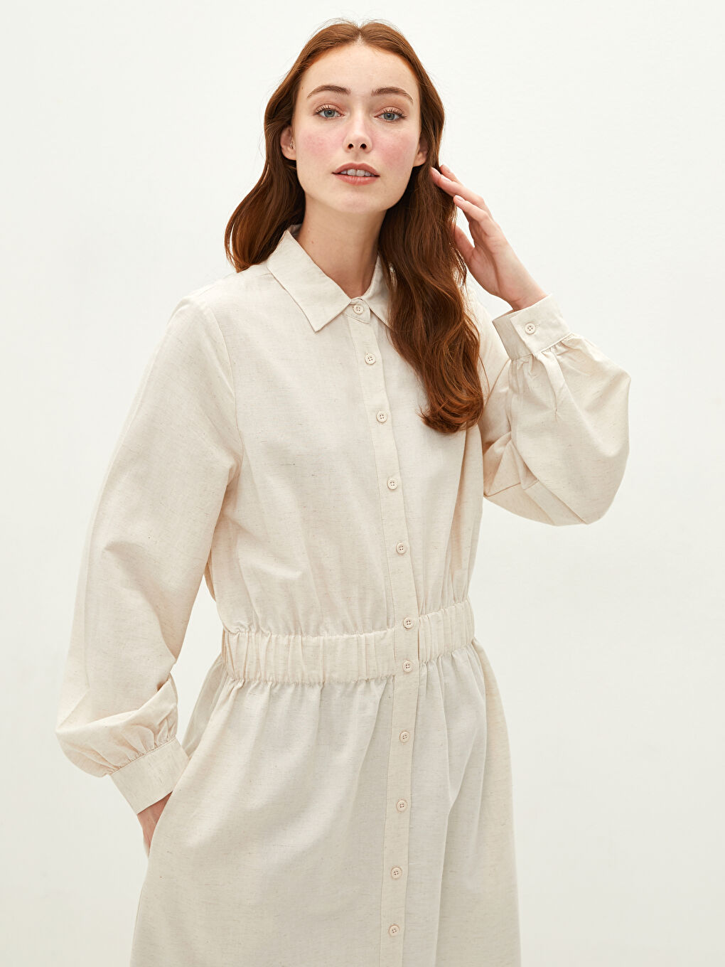 قميص تونيك للسيدات كم طويل سادة-2