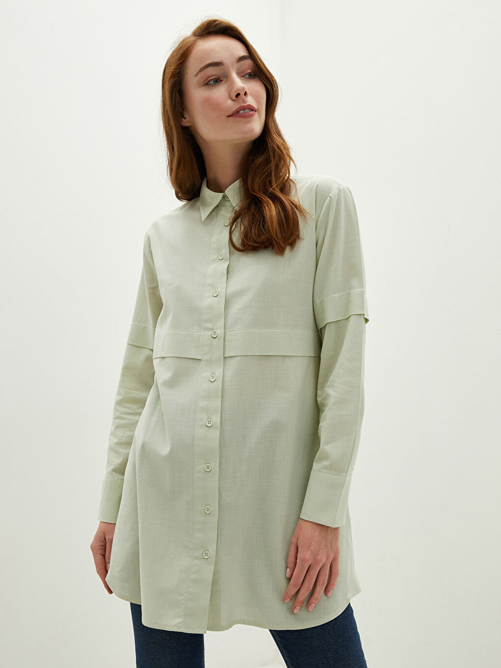 Plain Long Sleeve Women's Shirt Tunic