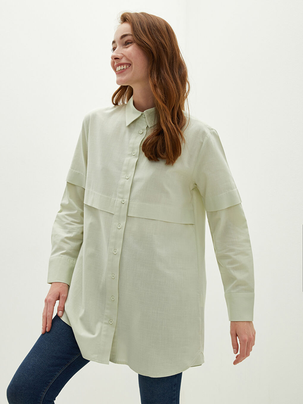 Plain Long Sleeve Women's Shirt Tunic-1