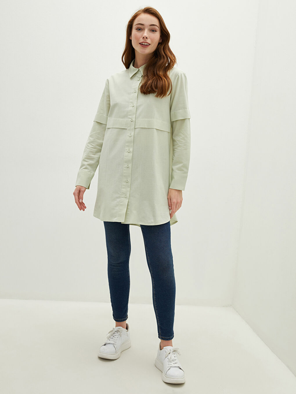 Plain Long Sleeve Women's Shirt Tunic-2