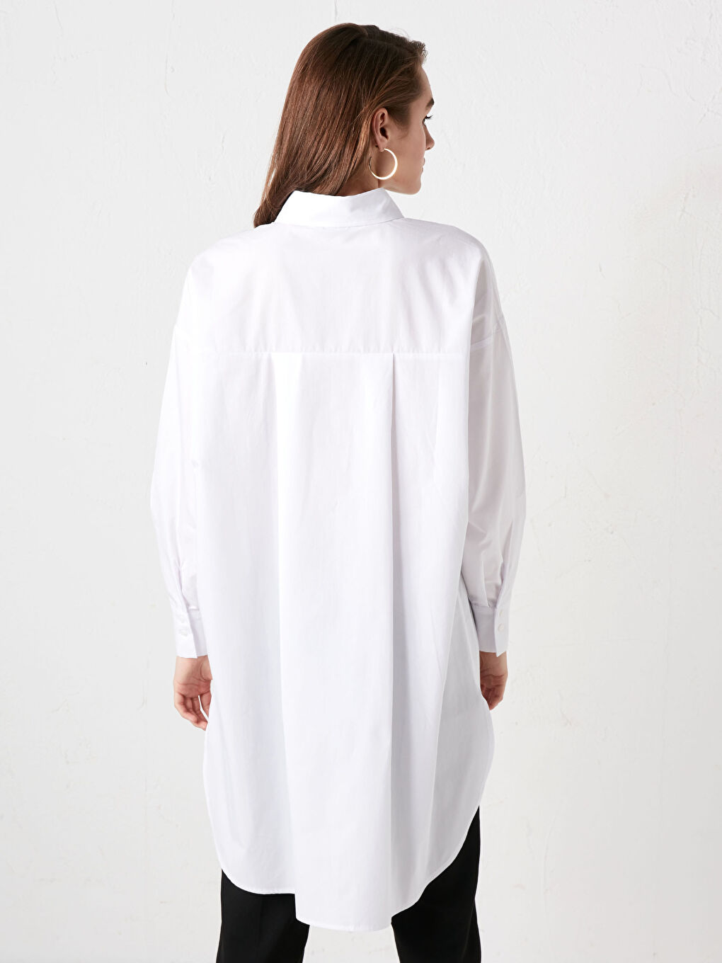 Pocket Detailed Straight Long Sleeve Poplin Women's Shirt Tunic-9