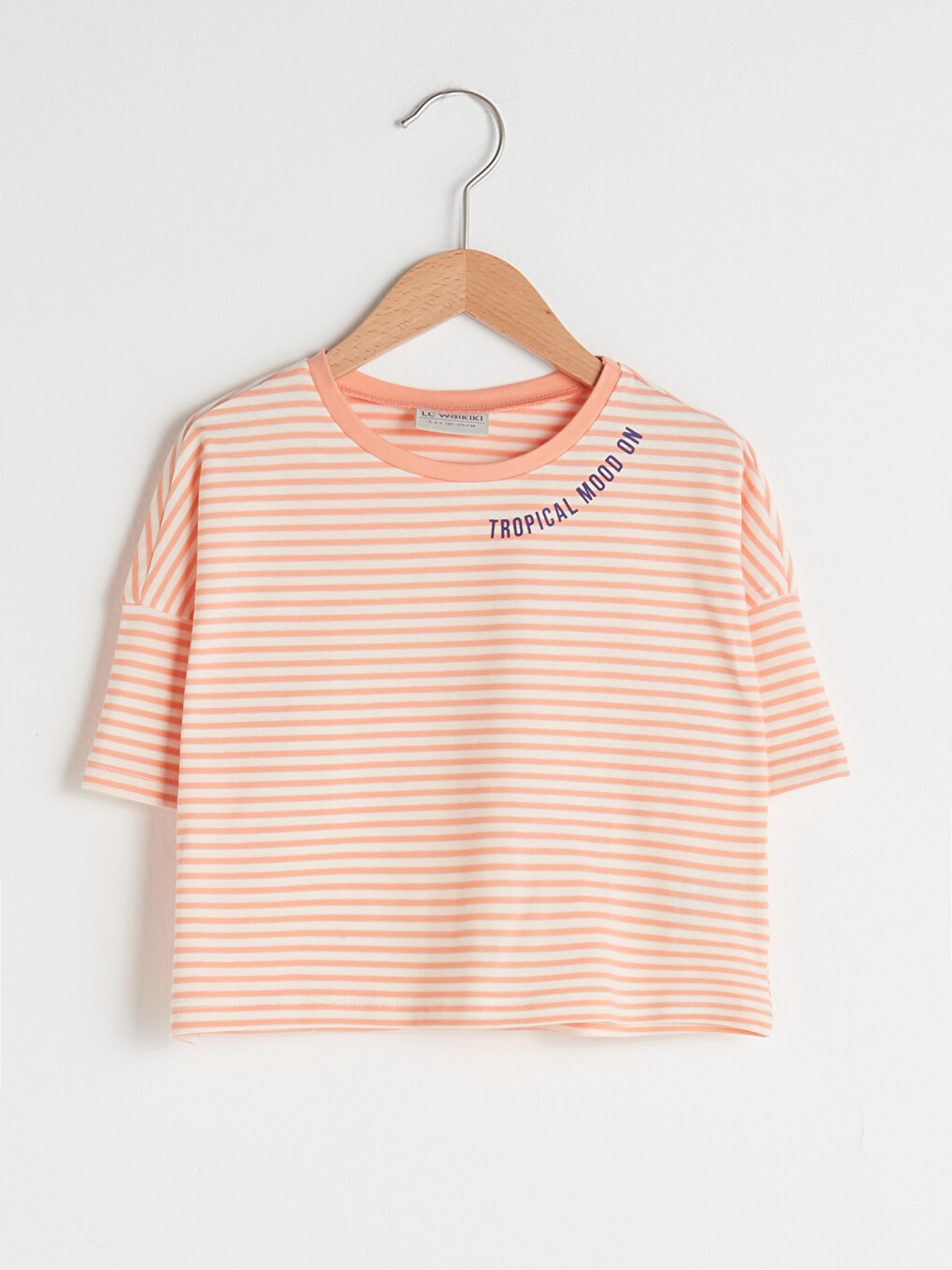 Crew Neck Striped Short Sleeve Cotton Girls T-shirt