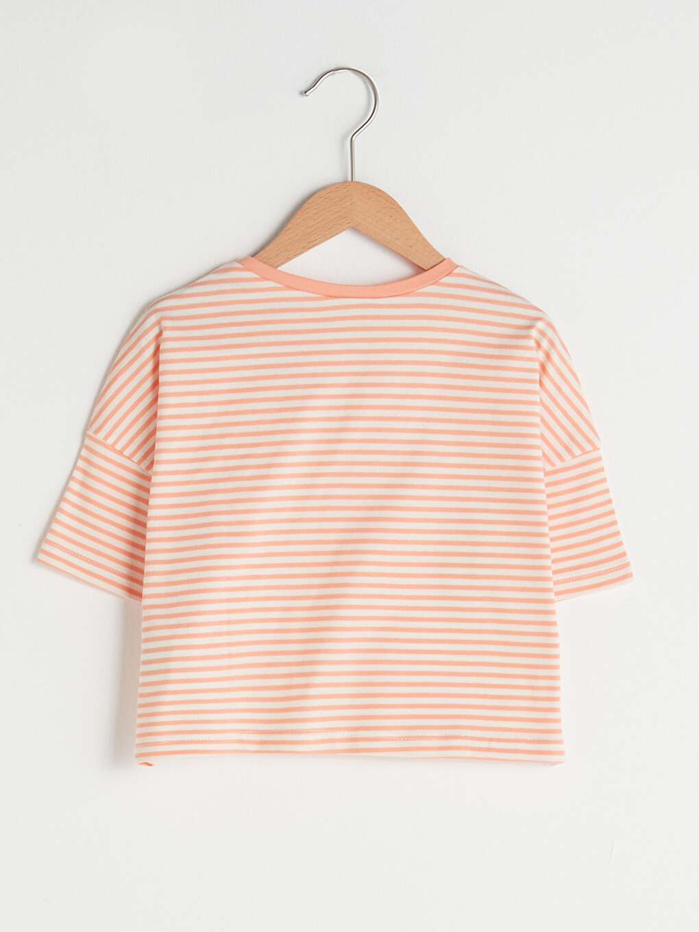Crew Neck Striped Short Sleeve Cotton Girls T-shirt-1
