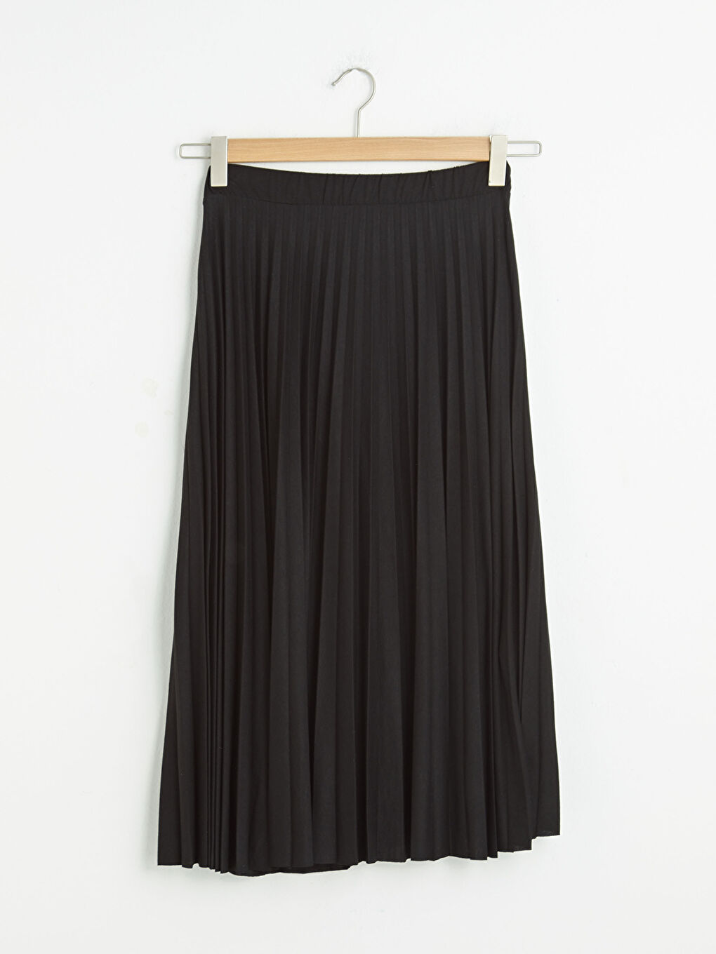 Siyah Beli Lastikli Pileli Kadın Etek-4