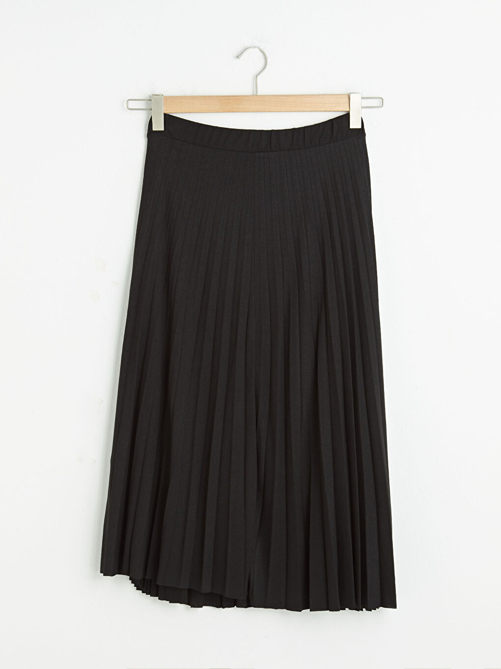 Siyah Beli Lastikli Pileli Kadın Etek-6