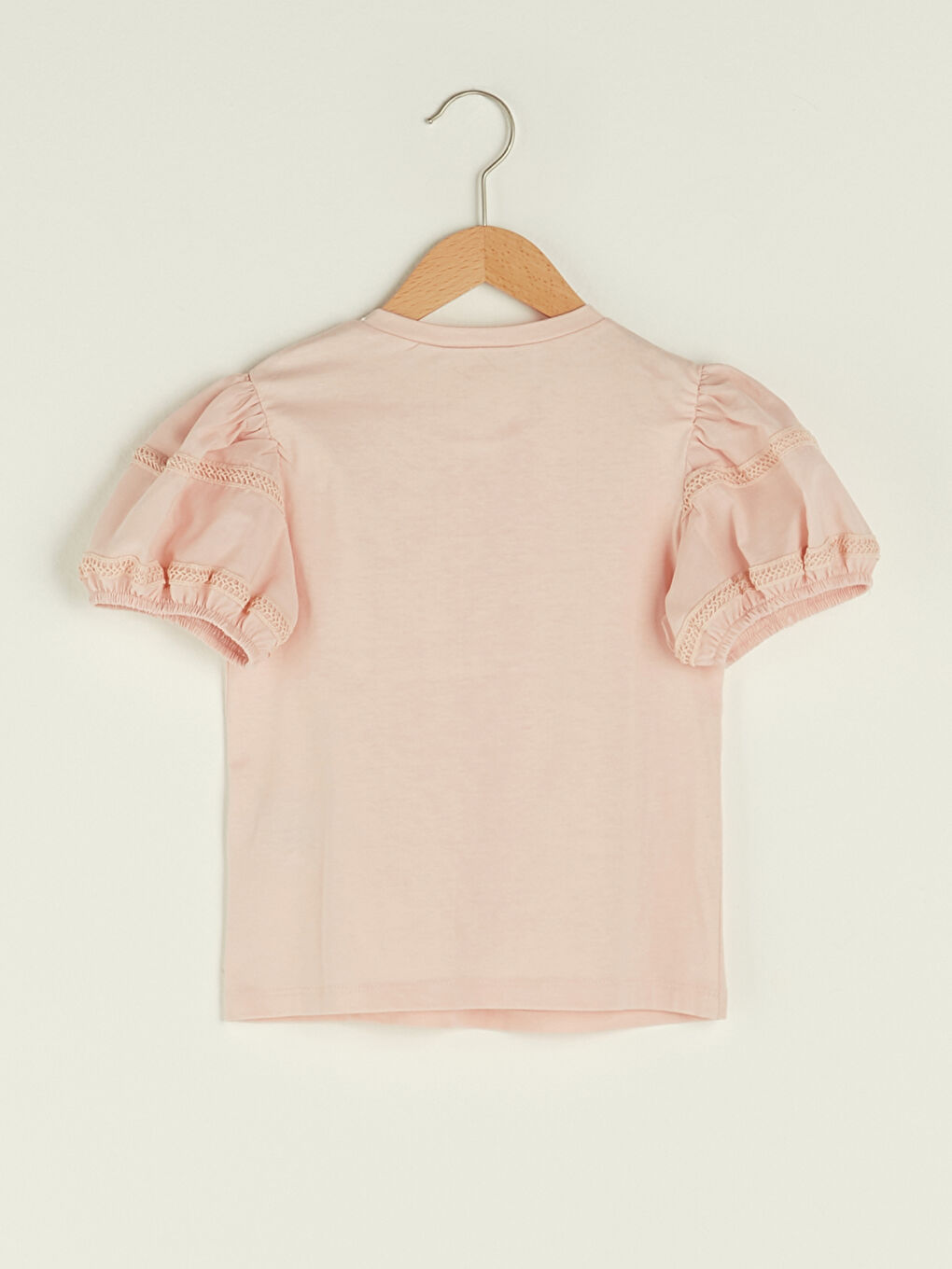 Majica za devojčice od pamuka sa okruglim izrezom, kratkim rukavima i osnovnim dizajnom-1