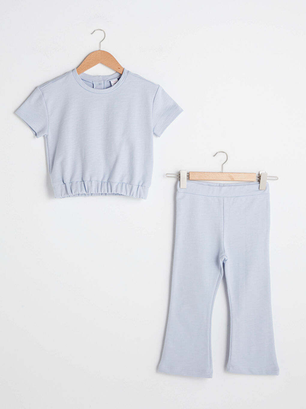 Crew Neck Short Sleeve Basic Baby Girl T-Shirt and Trousers 2-Piece Set