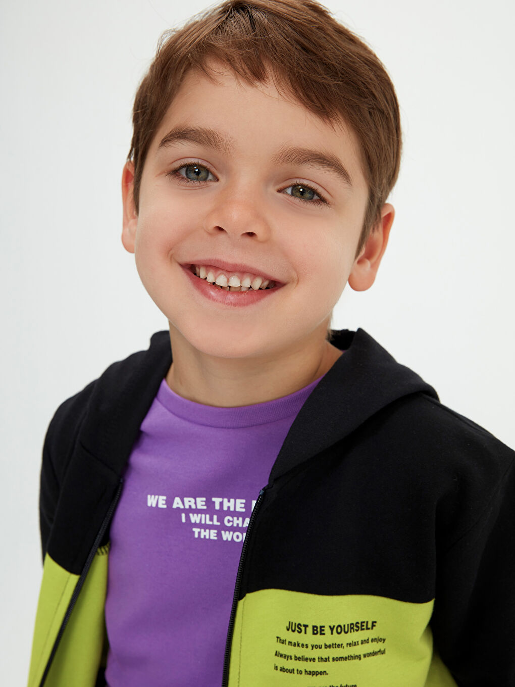 LCW Kids Printed Color-Blocked Long Sleeve Boy Sweatshirt with Hood -S1FP98Z4-CVL