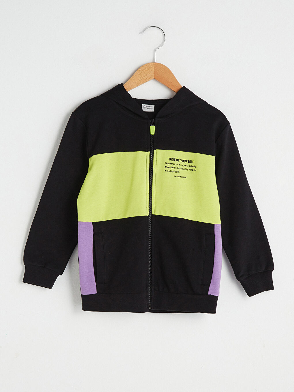 LCW Kids Printed Color-Blocked Long Sleeve Boy Sweatshirt with Hood -S1FP98Z4-CVL