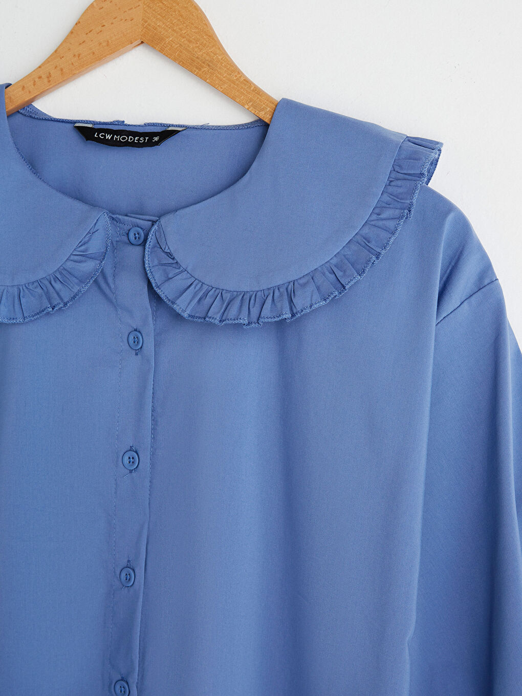 Tunică Femei Supradimensionată Poplin Mânecă Lungă Guler Baby-7